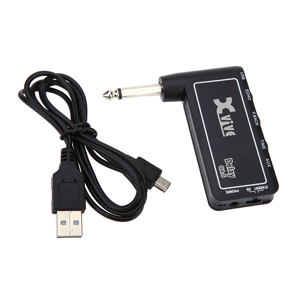 Mini Rechargeable Electric Guitar Plug Headphone Amp Amplifier Digital Delay Effect Guitar Accessory