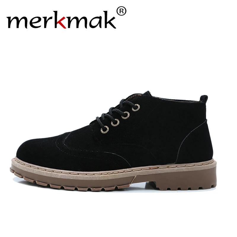 

Merkmak Men New Winter Martin Boots 2018 High Quality Man Shoes Flock Spring Casual Retro For Male Boot Fashion Lace Up Outdoor