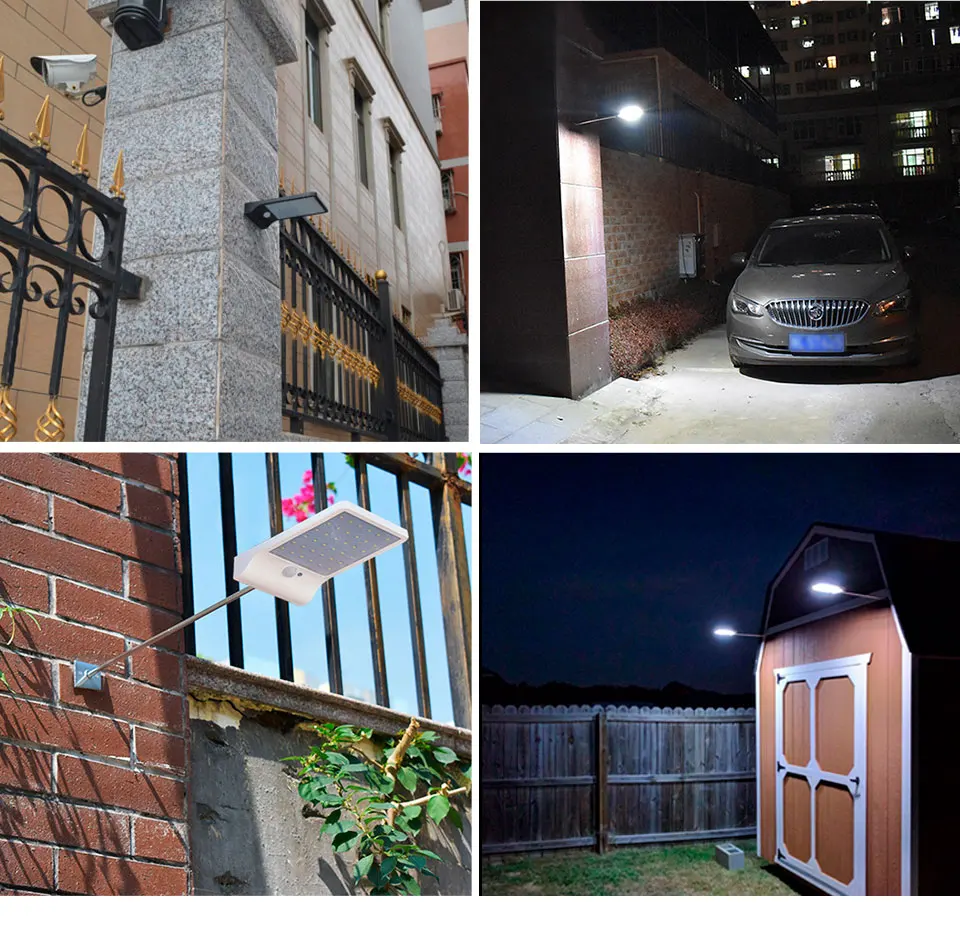 LED Solar Light Outdoor Motion Sensor 36 LEDs IP65 WhiteBlack Solar Wall Lamp for Garden Street Light With Mounting Pole Or Not (14)