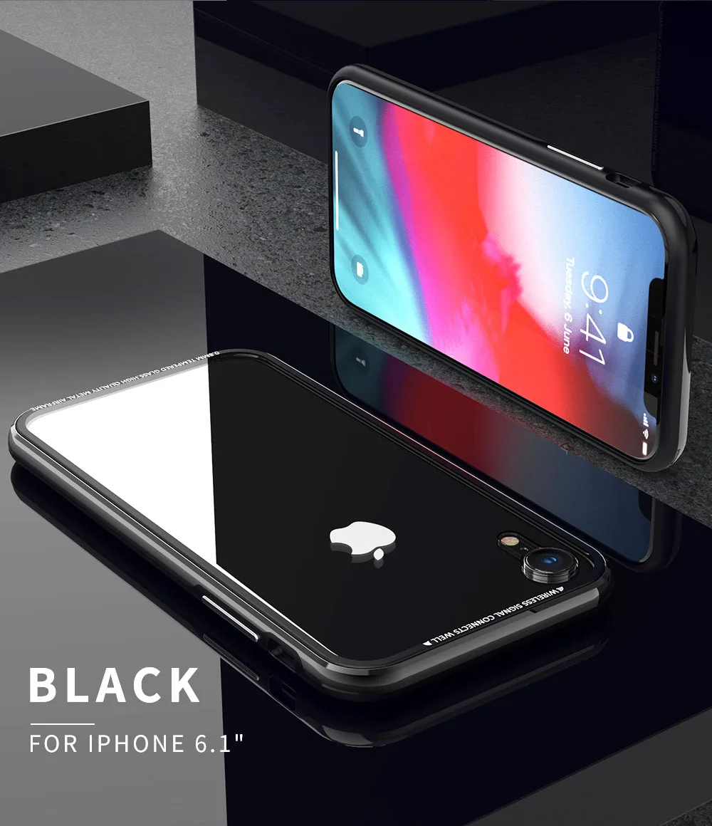 Для Apple IPhone X Max XS XR чехол R-just прозрачное закалённое стекло Прозрачная крышка бампер на Мягкий силиконовый чехол из ТПУ