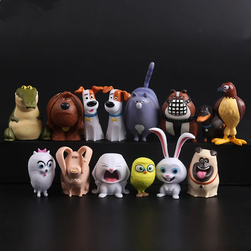 

Wholesale 5 sets/lot Animals Snowball Gidget Mel Max Duke Dogs Cats Rabbit PVC dolls Pets Mini Action Figure Toys