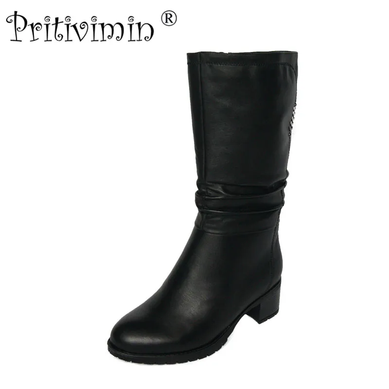 2018 female winter warm real fur lined shoe woman thick high heel short boots ladies genuine leather footwear Pritivimin FN71 2018 female winter warm real fur lined shoe woman thick high heel short boots ladies genuine leather footwear Pritivimin FN71