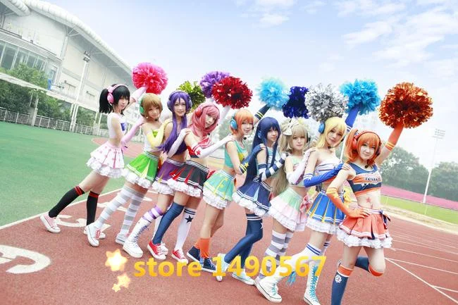 الحب لايف Honoka Kotori أومي ايلي نوزومي ماكي رين Hanayo نيكو التشجيع كوس اللباس يهتف تأثيري زي هالوين زي