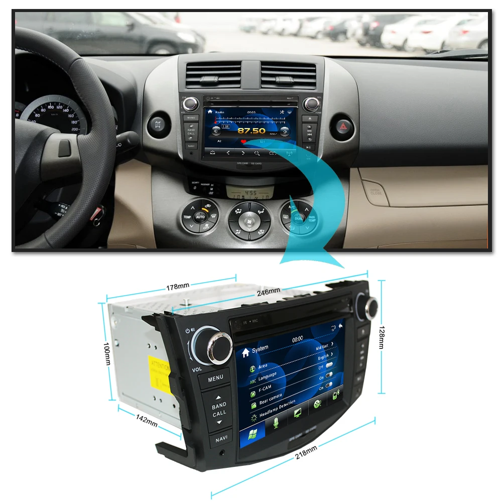 Top Eunavi 2 Din 7 Inch Car DVD Player For TOYOTA RAV4 2006 2007 2008 2009 2010 2011 With GPS Navigation BT Radio FM/AM RDS Maps DVR 1