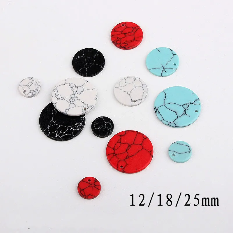 

Natural white, green, red and black turquoise round unilateral hole material bag DIY hand earrings earring pendants accessories