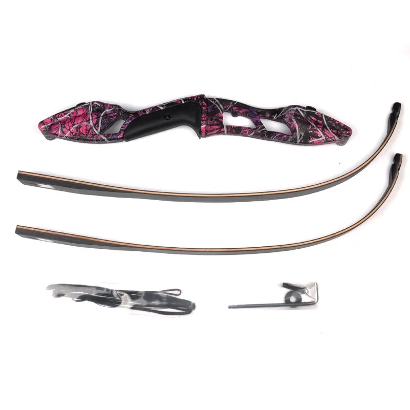 Arco com 17 Arco Recurvo Americano Caça Polegadas Metal Riser Tranditional Longo 3 Cor F179 30-50lbs 56 21 Arco e flecha