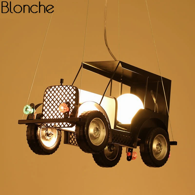 

Modern Jeep Car Pendant Lights Led Loft Industrial Glass Hanging Lamp for Children's Room Bedroom Home Decor Luminaire Fixtures