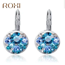 ROXI, высокое качество, 4 цвета, круглый камень, циркониевые серьги, свадебные модные ювелирные изделия, лучший подарок, серьги для женщин, Bijoux, Прямая поставка