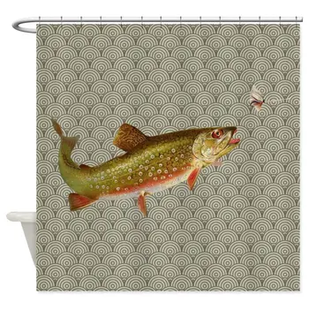 

Vintage Rainbow Trout Fly Fishing Decorative Fabric Shower Curtain Set Non-slip Bath Mat Set for Doormat Outdoor