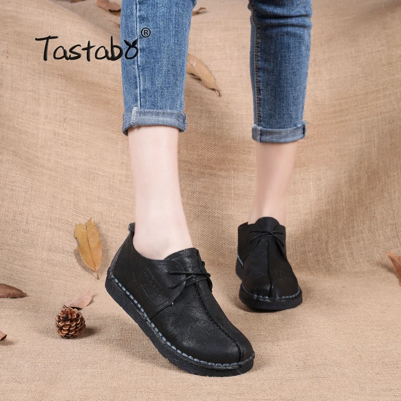 Prix Tastabo 2017 Mode Mocassins Confortable Femmes Chaussures Casual Travail Conduite Chaussures Femmes Appartements En Cuir Véritable Plat Plus La Taille 12