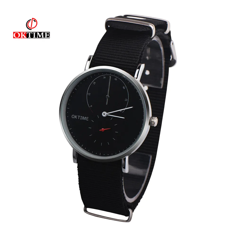 

OKTIME Brand Mens Watch Dual Dial Display Leather Simple Casual Quartz Wrist Watch Men Relogio Masculino Business Hours