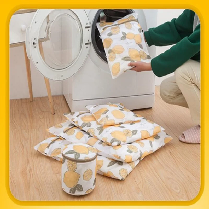 6 قطعة/المجموعة جديد النسيج الليمون نمط سستة الملابس الداخلية الصدرية شبكة الغسيل غسالة خاص شبكة حقيبة صافي