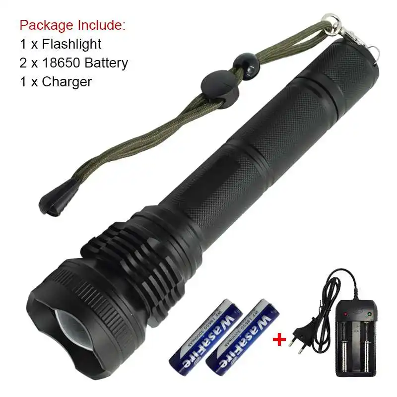 Tactical Super Bright XHP50 Led Flashlight Zoom Torch Powerful 2500lm 5 Modes Highlight Flash Light Lamp+ 18650 Battery +Charger Tactical Super Bright XHP50 Led Flashlight Zoom Torch Powerful 2500lm 5 Modes Highlight Flash Light Lamp+ 18650 Battery +Charger