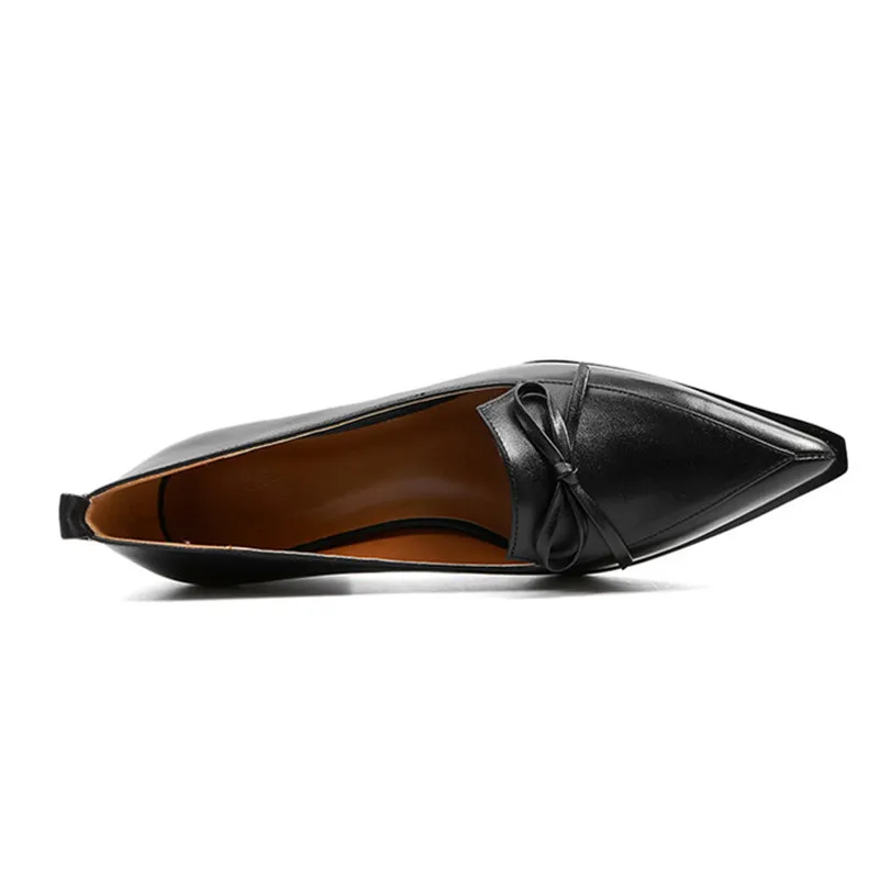 Puntiagudo amarillo Zapatos Dedo Beige Pie Tacones Bombas Slip Genuino Del negro Fiesta Gruesos Mujer Fedonas De 2018 Las Mujeres Para Cuero boda Sexy PFBxgq