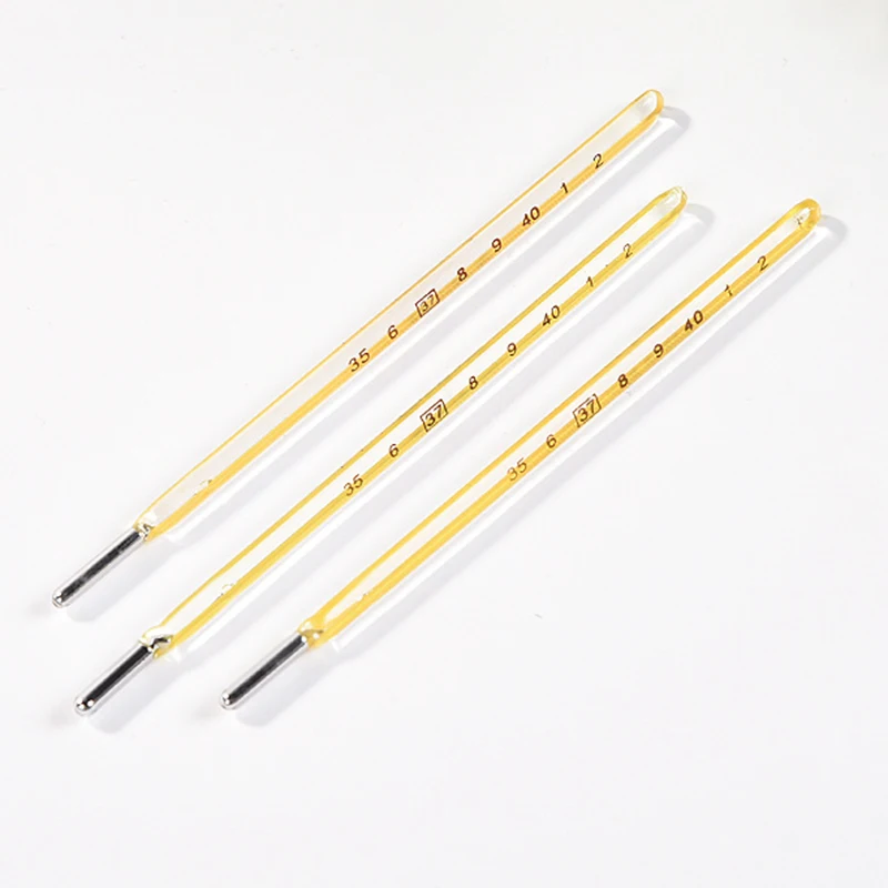 

12 Pcs Baby Mercury Thermometer Glass Body Temperature Measuring Instrument Yellow Mercury Glass Thermometer