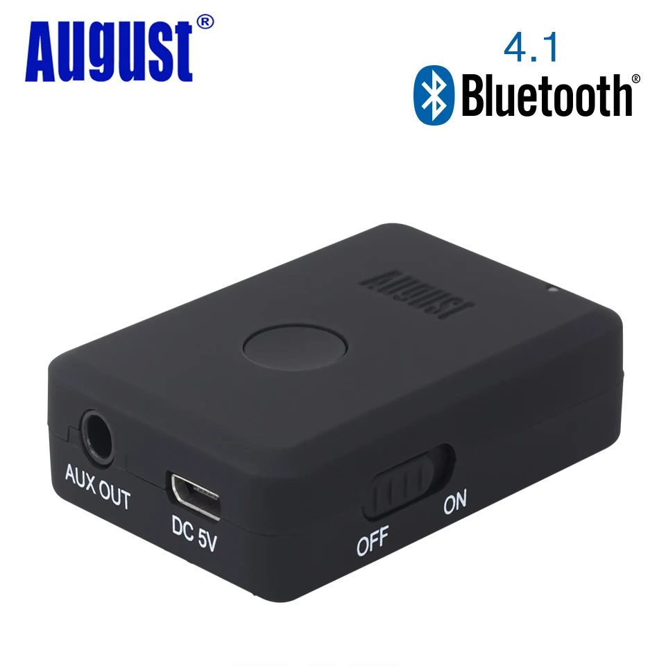 August MR230B B Bluetooth v4 1 Audio Receiver Wireless Music Adapter for Car Hifi Speakers Headphones 3 5mm and 2RAC Aux Out