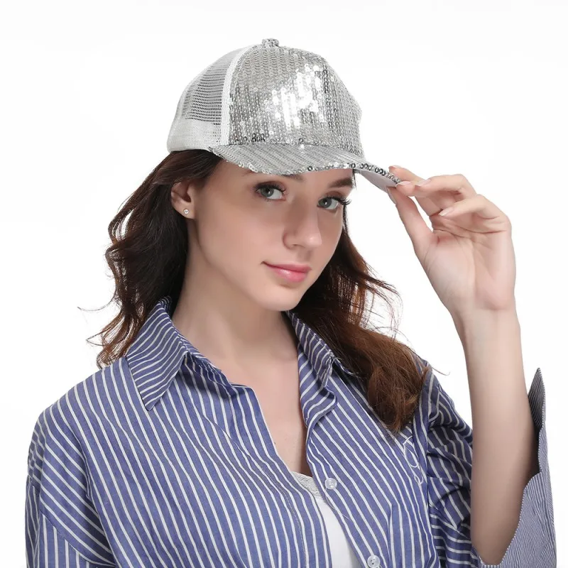 2019 конский хвост бейсболки женские грязный булочка Snapback Лето сетчатые шляпы повседневные спортивные блесток кепки s Прямая доставка шляпа