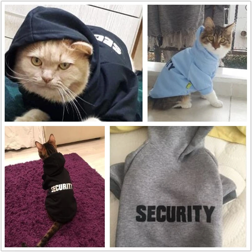 Buy Security Cat Clothes Pet Cat Coats Jacket Hoodies For Cats Outfit ...