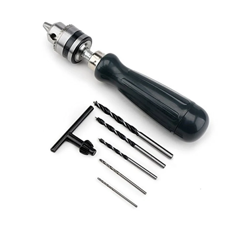 

General Adjustable Small Pin Vise Hand Drill Set with Chuck Key and 5pcs Drill Bits for DIY Woodworking