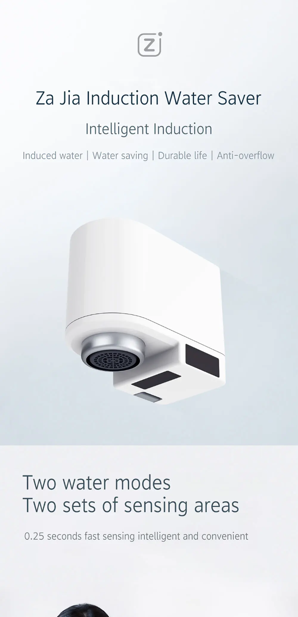 1Xiaomi Zajia Induction Water Saver Intelligent Infrared Induction Water Faucet Anti-overflow Swivel Head Water Saving Nozzle Tap