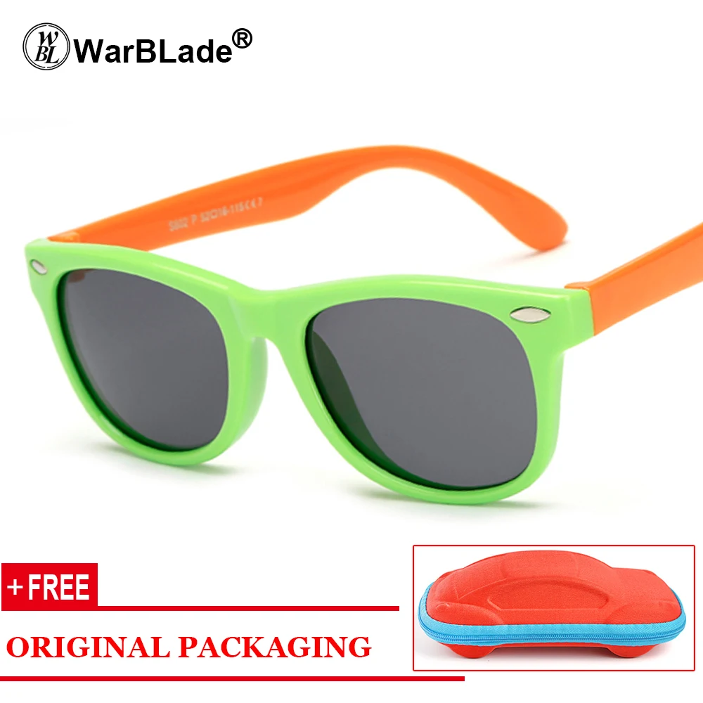 WarBLade Дети Мальчики TR90 Небьющийся поляризованных солнцезащитных очков детей штанишки для девочек с покрытием Polaroid Солнцезащитные очки Спортивные UV400 зеркало - Цвет линз: green orange