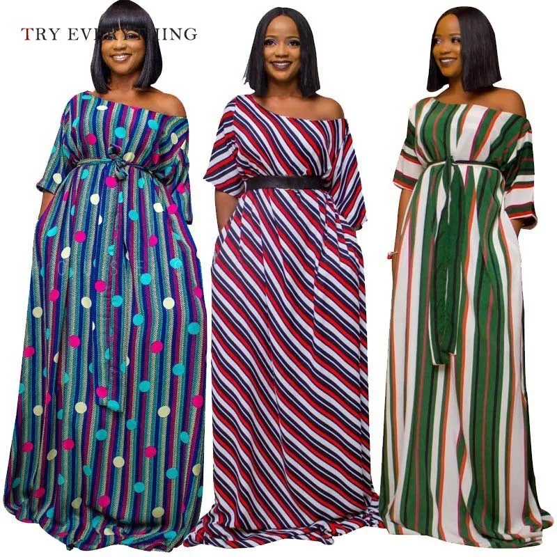 

Striped Boho Dress Summer 2019 Women Pink Maxi Beach Dresses Ladies Short Sleeve Polka Dot Bule Holiday Long Dress For Women