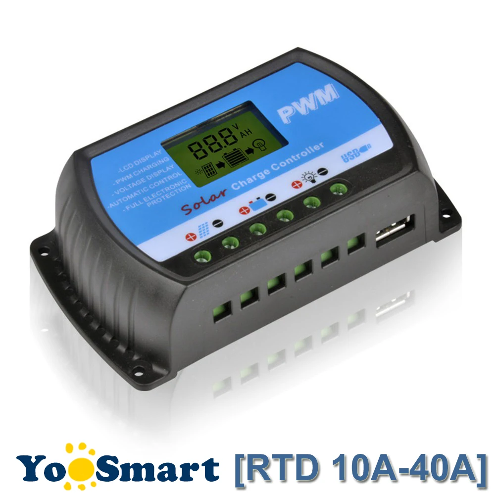 

PWM 10A 20A 30A 40A Solar Charge Controller 12V 24V Auto Solar Controllers LCD Display 5V USB Hot Selling Regulater