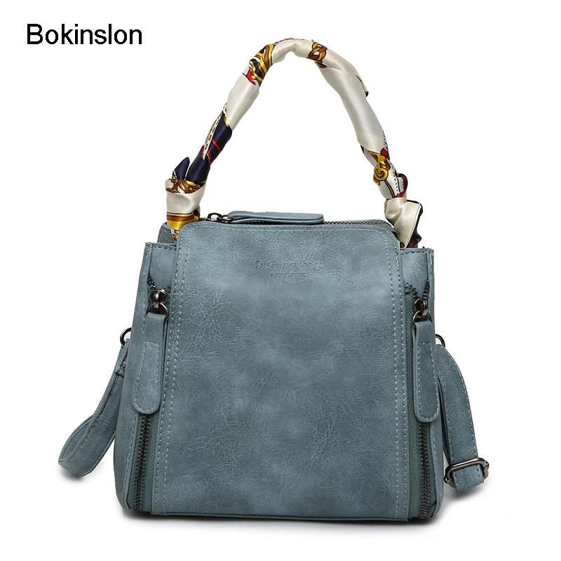 

Bokinslon Fashion Handbags Woman Retro Split Leather Ladies Shoulder Bags Fashion Temperament Female Crossbody Bag