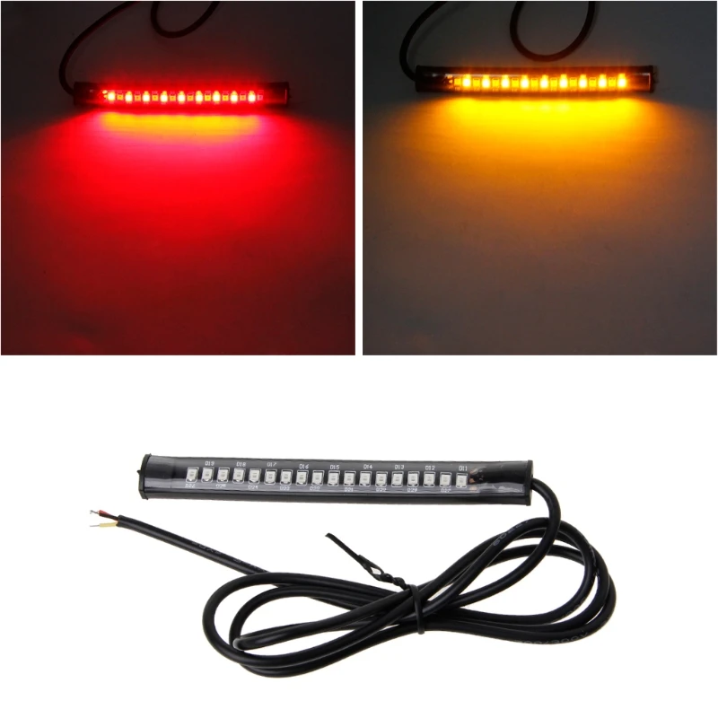 Universal 18 LED Motorcycle ATV Tail Brake Light Stop Turn Signal Lamp Flexible Strip Light For Honda Cafe Racer