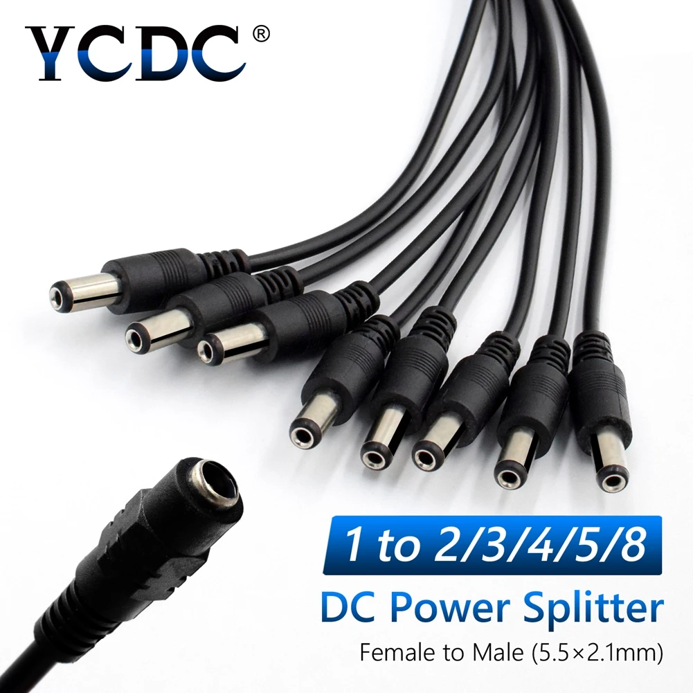 

Cheap 1pcs DC Power Jack 5.5x2.1mm DC Power Cable 1 Female to 2 3 4 5 Male Plug Splitter Adapter for Led Strip Security CCTV