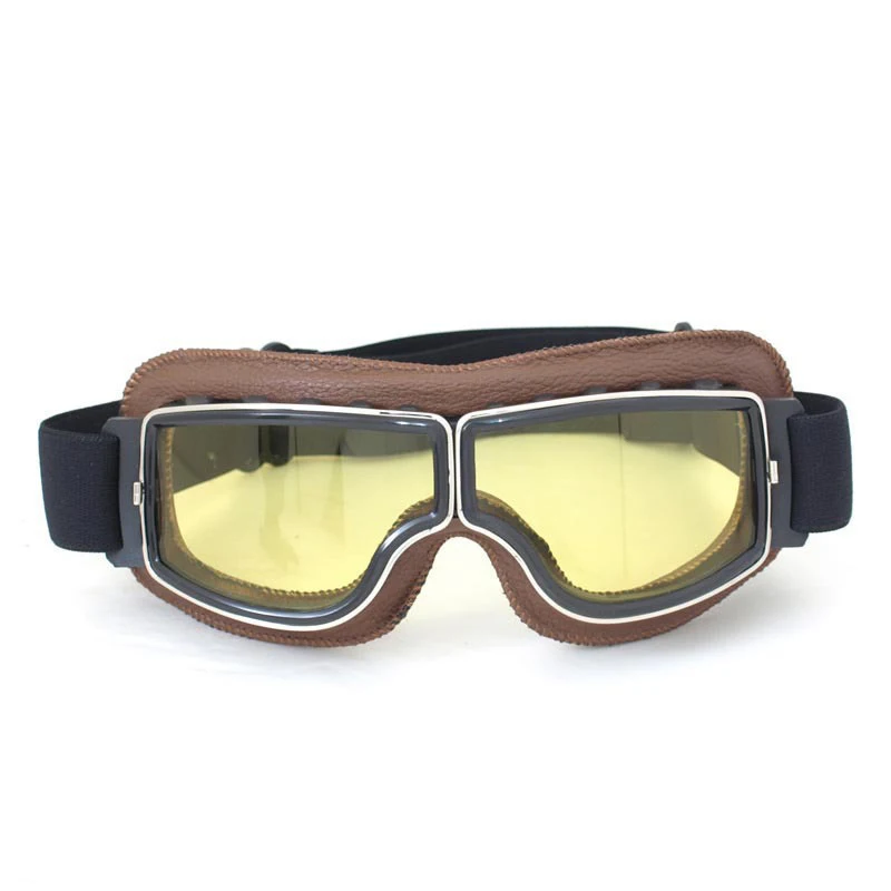 Новейшие винтажные кожаные мотоциклетные очки складные очки винтажные мотоциклетные очки Пилот реактивного самолета 4 цвета солнцезащитные очки - Цвет: c3