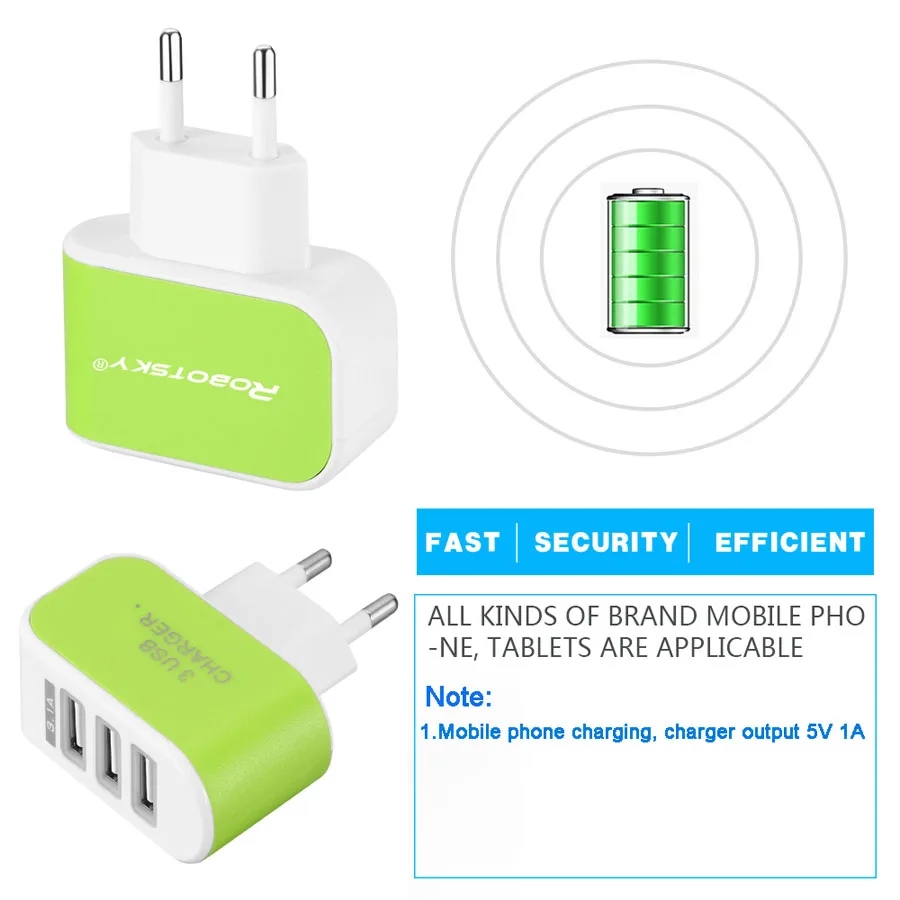 3 Порты и разъёмы телефон Зарядное устройство Универсальный USB зарядка Портативный ЕС-разъем, для поездок настенный адаптер зарядного устройства для iphone samsung смарт-телефон ipad Tablet