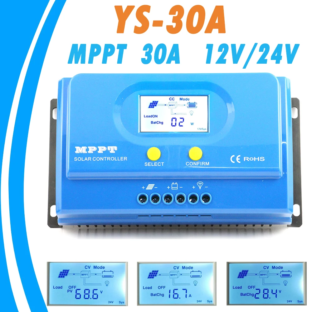 12V/24V MPPT 30A Solar Charge Controller with Big 