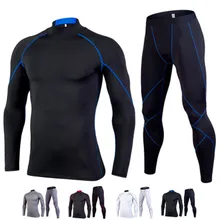 Брендовая мужская спортивная одежда для фитнеса на открытом воздухе, комплект для бега, бодибилдинг, мужская спортивная одежда с длинными рукавами, тренировочная футболка, леггинсы для спортзала