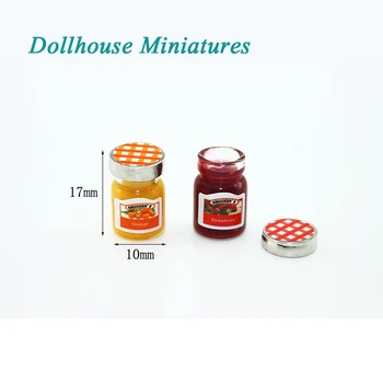 

2pcs Strawberry Orange jam 1:12 Scale BJD Dollhouse Tableware Toys Kitchen Furniture 1:12 Mini Dollhouse Miniatures Accessories
