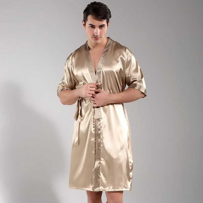 Casual Männlichen Robe Bademantel Kimono Kleid Satin Rayon Nachtwäsche Chinesischen Männer Nachtwäsche Gedruckt Blume Intimate Dessous Nachthemd
