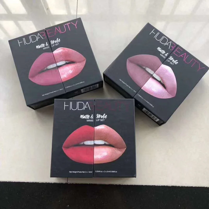 huda beauty matte & strobe lip set
