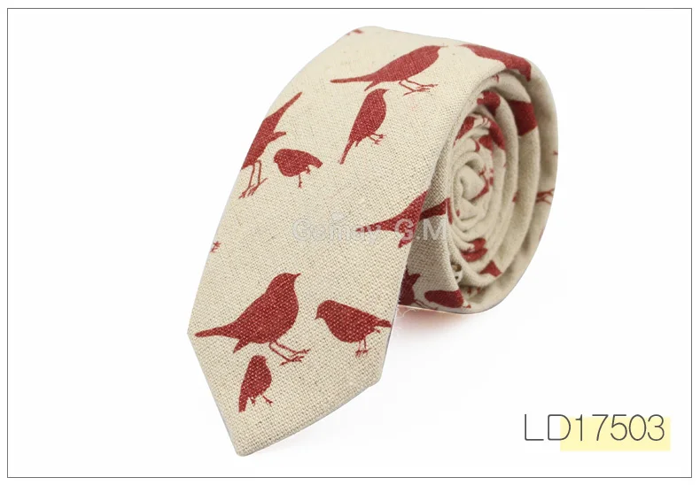 Fashion Mens Neck Tie Linen Skinny Tie for Men Wedding Party Print Neckties Casual Men Retro Neckwear Star Female Cartoon Ties - Цвет: LD17503