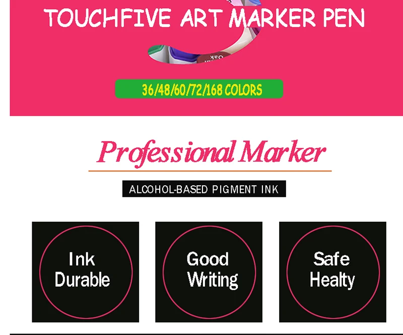 TouchFive маркер 168 цветов/набор алкогольных масляных чернил, набор маркеров для творчества, лучший набор для манги с двойной головкой, художественные маркеры для эскизов