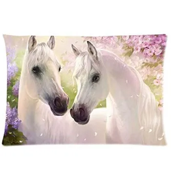 

Lover Gift Custom handsome horse Pink Paradise Flowers Warm Pillowcase Standard Size Design Cotton Pillow Case 20X30 Inches