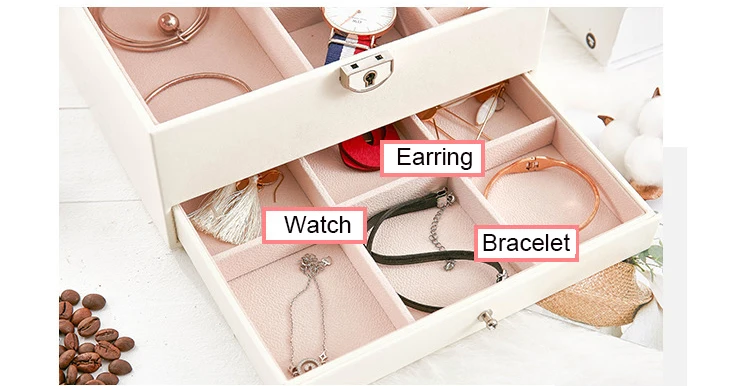 Large Capacity Jewelry Organizer Leather Earring Necklace Ring Bracelet Carrying Cases Exquisite Makeup Case Accessories Items