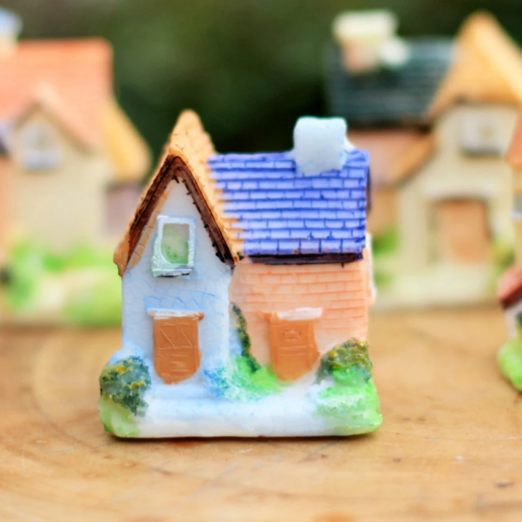 1 Set of 5 European Villa Miniature Dollhouse Bonsai Craft Fairy Garden Glass Vase Decor Resin Garden Statue for micro landscape