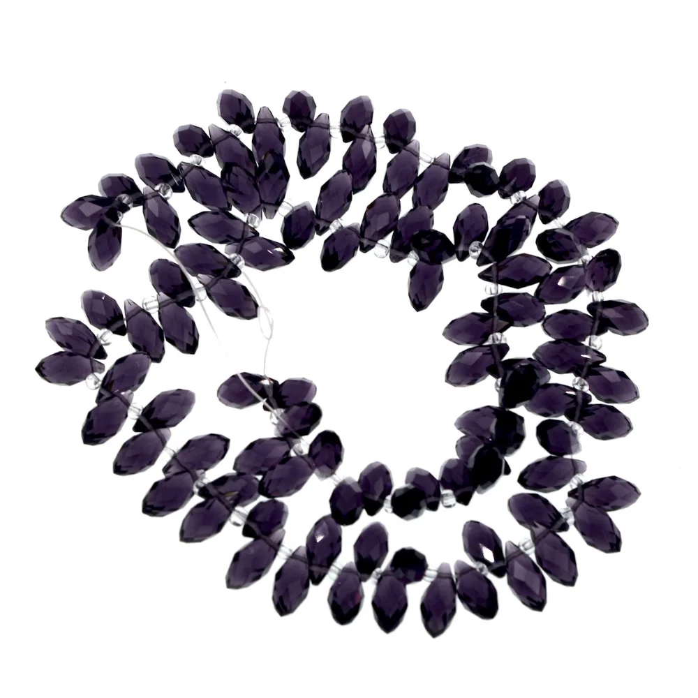 12x6mm dark Purple Teardrop Shape Tear Drop Glass Faceted Loose Crystal