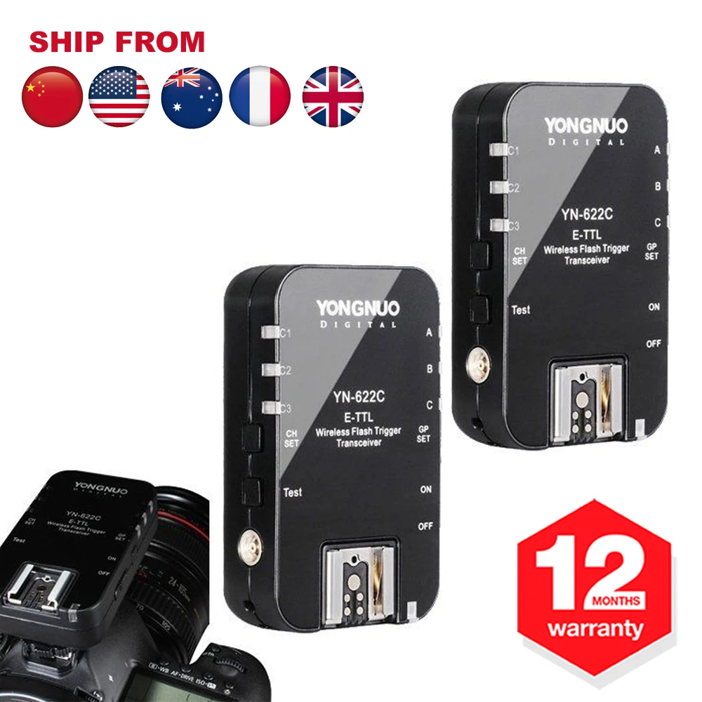 

Yongnuo YN-622C YN622C Wireless ETTL HSS 1/8000S Flash Trigger 2 Transceivers for Canon 1100D 1000D 650D 600D