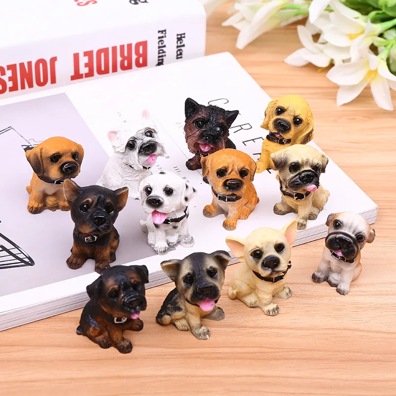 Cute Puppy Figurine 12pcs/lot Home Decoration Figure Toy Miniature Figurines Resin Craft Kawaii