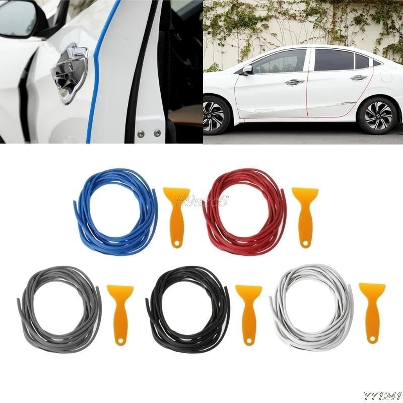 

Car Anti Collision Side Door Edge Guard Rubber Bumper Protection Sticker Strip 5m With Plastic shovel DropShip