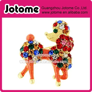 

1.38x1.25 inches Multicolor Poodle Crystal Animal Pin Brooch