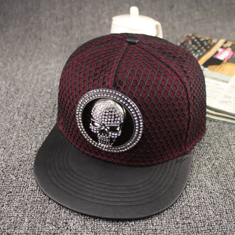 LDSLYJR الاكريليك المعادن الجمجمة قبعة بيسبول الهيب هوب كاب قبعة قابلة للتعديل القبعات للرجال والنساء