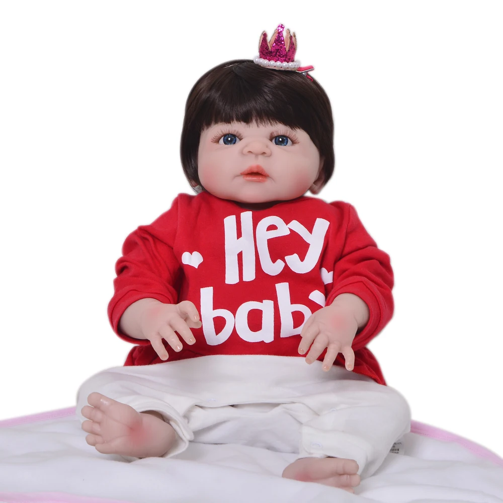 

23" 55CM reborns toy Doll Lifelike Full silicone Reborn Baby Dolls Toys For Girls high quality Birthday Gift Fashion Baby Dolls