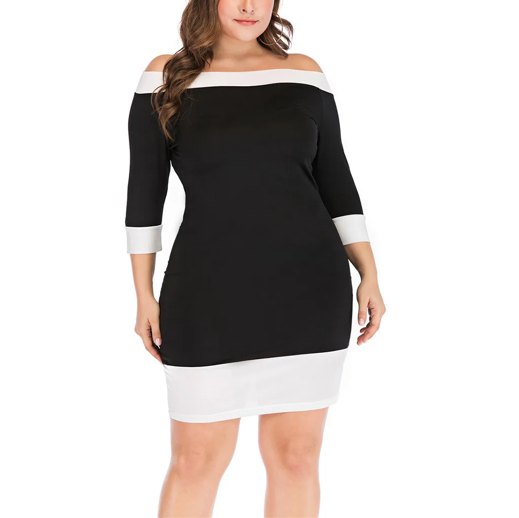 JAYCOSIN Casual 2019 new women's T-shirt long-sleeved patchwork large size sensual off-the-shoulder shirt | Женская одежда